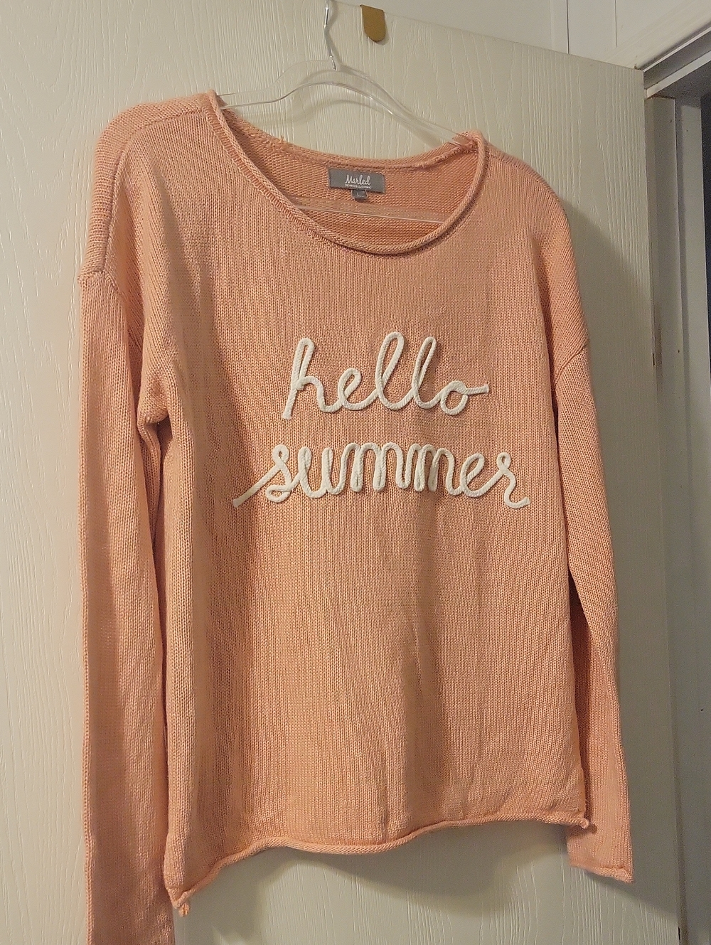 Marled Peach Knit 'Hello Summer' Pullover Lightweight Sweater